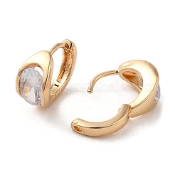 Light Gold Brass Micro Pave Cubic Zirconia Hoop Earrings&nbsp;EJEW-C073-09D-KCG