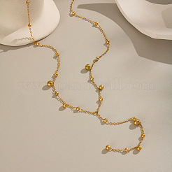 European Stainless Steel Round Bead Tassel Y Chain Necklaces for Women&nbsp;BF6806