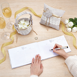 1Pc Square Linen Lace Wedding Ring Display Pillow with Flower&nbsp;AJEW-WA0004-22