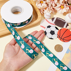 25 Yards Sport Ball Theme Printed Polyester Grosgrain Ribbon&nbsp;OCOR-WH20002-03A-05