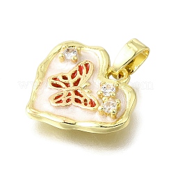 Brass Micro Pave Cubic Zirconia Enamel Pendants&nbsp;KK-V007-41G-02