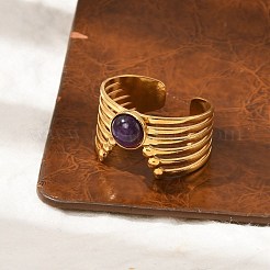 Natural Amethyst Finger Rings&nbsp;RJEW-K290-06G