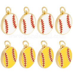 10Pcs 2 Colors Brass Enamel Pendants&nbsp;KK-BBC0023-15