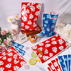 10Pcs Printed Leaf Platic Gift Storage Bags with Die Cut Hole Handles&nbsp;ABAG-WH0048-65