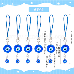 Flat Round Handmade Evil Eye Lampwork Pendant Decoration&nbsp;HJEW-AB00134