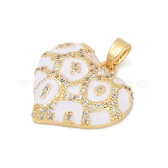 Brass Micro Pave Clear Cubic Zirconia Pendants&nbsp;KK-R221-01G-02