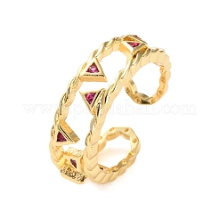Rack Plating Brass Micro Pave Cubic Zirconia Open Cuff Rings for Women&nbsp;RJEW-U026-05G-01