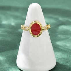 Oval 304 Stainless Steel Enamel Cuff Rings for Women&nbsp;RJEW-G355-01G-02