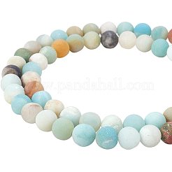 Frosted Natural Flower Amazonite Bead Strands&nbsp;G-PH0028-8mm-03