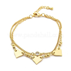 Brass Micro Pave Clear Cubic Zirconia Multi-strand Bracelets&nbsp;BJEW-U020-11G