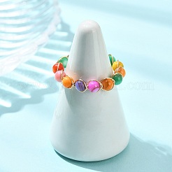Dyed Natural Freshwater Shell Beads Finger Rings&nbsp;RJEW-JR01051-01