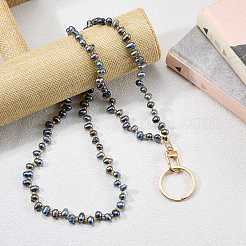 Natural Cultured Freshwater Pearl Beads Card Holders Neck Strap Chain&nbsp;HJEW-SZ00073