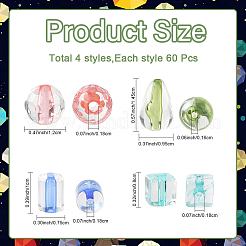 240Pcs 4 Styles Transparent Acrylic Beads&nbsp;TACR-YW0003-47