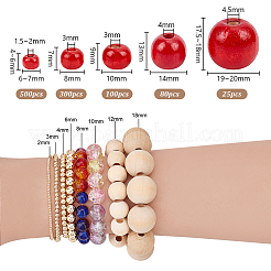 1005Pcs 5 Styles Dyed Natural Wood Beads&nbsp;WOOD-PH0003-42A