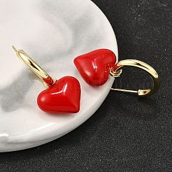 Brass Enamel Dangle Stud Earrings for Women&nbsp;EJEW-G430-03G