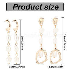 2 Pairs 2 Style Natural Pearl Beaded Dangle Stud Earrings&nbsp;EJEW-AN0002-66