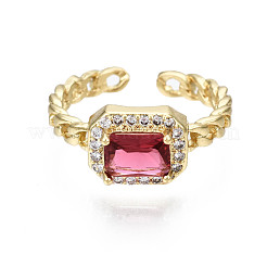 Brass Micro Pave Cubic Zirconia Cuff Rings&nbsp;RJEW-Q161-003C-NF