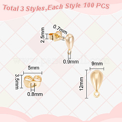 100Pcs Brass Teardrop Stud Earring Findings&nbsp;DIY-GO0001-15