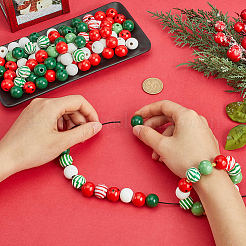 9 Styles Painted Natural Wood European Beads&nbsp;WOOD-SP0001-14