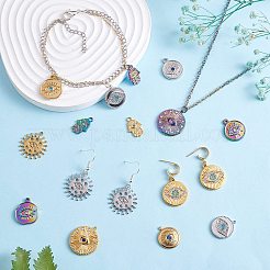 16Pcs 8 Style Eye Theme 304 Stainless Steel Rhinestone Pendants&nbsp;STAS-SZ0002-85P