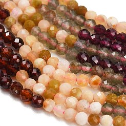 Gradient Color Natural Yellow Opal & Garnet & Apatite Beads Strands&nbsp;GG-CBA1668-A09-3mm
