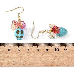 Glass & Synthetic Turquoise Beads Dangle Earrings&nbsp;EJEW-JE07452