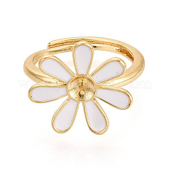 Flower Brass Enamel Adjustable Rings Setting&nbsp;KK-T079-29G
