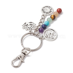 Lapis Lazuli & Green Aventurine & Synthetic Turquoise & Red Jasper & Tiger Eye & Amethyst & Red Aventurine Alloy Pendant Decorations&nbsp;KEYC-JKC00834-01