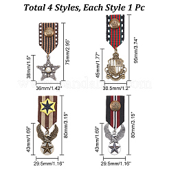 4Pcs 4 Style Shield & Eagle & Star Retro British Preppy Style Alloy & Iron Pendant Lapel Pins&nbsp;FIND-GA0002-86
