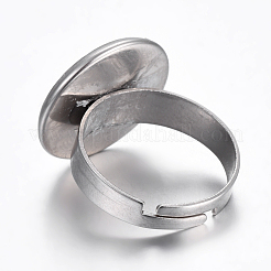 Tarnish Resistant Adjustable 304 Stainless Steel Finger Rings Components&nbsp;LS-STAS-G187-01P-16mm