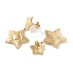 Texture Star 304 Stainless Steel Dangle Earrings&nbsp;EJEW-L283-018G