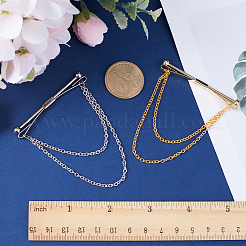 2Pcs 2 Colors Brass Hanging Chains Collar Pins Tie Clips&nbsp;AJEW-GF0007-55