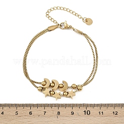 304 Stainless Steel Box Chain Multi-strand Bracelets for Women&nbsp;BJEW-K291-01G