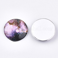 Starry Sky Pattern Printed Glass Cabochons&nbsp;GGLA-N004-25mm-D61