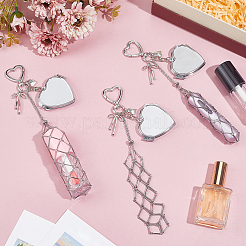 3Pcs 3 Styles 201 Stainless Steel String Bag & Iron & Glass Mirror & Alloy Bowknot Pendant Keychains&nbsp;HJEW-SC0003-32