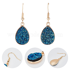 12 Pairs 12 Color Bling Resin Teardrop Dangle Earrings&nbsp;EJEW-AN0001-66