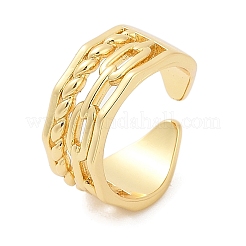 Oval Chain Brass Open Cuff Rings for Unisex&nbsp;RJEW-G343-03G