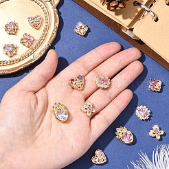 2Pcs 2 Colors Brass Micro Pave Cubic Zirconia Beads&nbsp;KK-YW0003-04