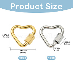 8Pcs 2 Colors 304 Stainless Steel Locking Carabiner&nbsp;STAS-FS0002-37