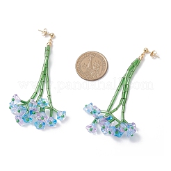 Brass Glass Dangle Stud Earrings&nbsp;EJEW-TA00711-03