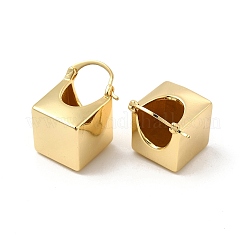 Brass Thick Rhombus Hoop Earrings for Women&nbsp;EJEW-E275-04G