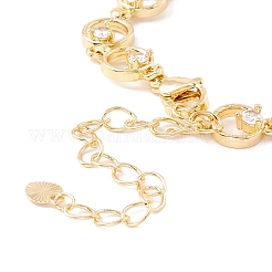 Clear Cubic Zirconia Open Ring Link Chains Bracelet&nbsp;BJEW-I301-10G