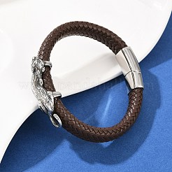 11.5MM Microfiber Leather Braided Cord Leopard Bracelets&nbsp;BJEW-H631-02AS-02