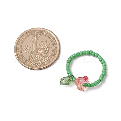 Glass Beads with Acrylic Charms Finger Rings&nbsp;RJEW-TA00205