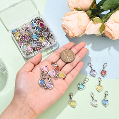 60Pcs 6 Styles Heart Acrylic & Alloy Pendant Decorations&nbsp;PALLOY-YW00090