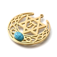 Synthetic Turquoise Star of David and Chai Symbol Pendants&nbsp;LS-STAS-S178-08G
