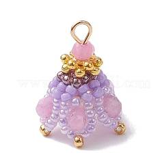 3Pcs 3 Style Natural Mixed Gemstone & Glass Seed Pendants&nbsp;PALLOY-MZ00183