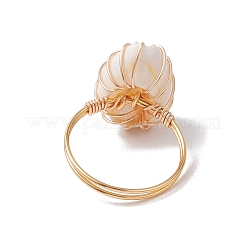 Copper Wired Wrapped Shell Finger Rings&nbsp;RJEW-TA00177-01