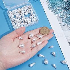64Pcs 4 Styles ABS Plastic Imitation Pearl Pendants&nbsp;FIND-PH0027-71G