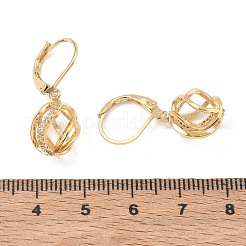 Brass Micro Pave Clear Cubic Zirconia Leverback Earrings&nbsp;KK-CBA4112-09G
